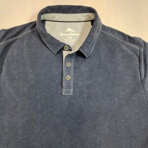 Tommy Bahama Polo Shirt Mens Large Blue Short Sleeve Lyocell Tagless Casual